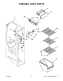FREEZER LINER PARTS Diagram and Parts List for WRS342FIAT00  Whirlpool Refrigerator