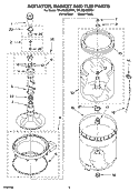 AGITATOR, BASKET AND TUB PARTS Diagram and Parts List for 7MLSQ9659PG1  Whirlpool Washer