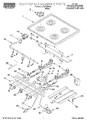 COOKTOP AND MANIFOLD Diagram and Parts List for FGP215EW2  Roper Range