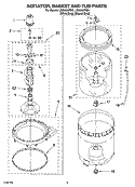 AGITATOR, BASKET AND TUB PARTS Diagram and Parts List for LSQ9660PG0  Whirlpool Washer