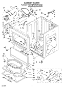 CABINET Diagram and Parts List for GGQ9800LG0  Whirlpool Dryer