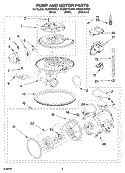 PUMP AND MOTOR PARTS Diagram and Parts List for KUDI01FKWH1  KitchenAid Dishwasher