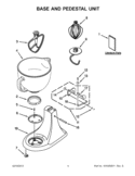 BASE AND PEDESTAL UNIT Diagram and Parts List for KSM155GBTD0  KitchenAid Mixer