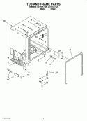 TUB AND FRAME PARTS Diagram and Parts List for DU1345XTVB0  Whirlpool Dishwasher