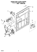 DOOR AND LATCH PARTS Diagram and Parts List for GU2548XTPS6  Whirlpool Dishwasher