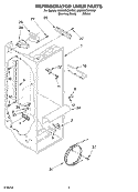 REFRIGERATOR LINER Diagram and Parts List for 6GD25DCXHW02  Whirlpool Refrigerator