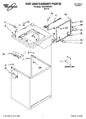 TOP AND CABINET PARTS Diagram and Parts List for 7MLSR6232JT4  Whirlpool Washer