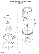 AGITATOR, BASKET AND TUB Diagram and Parts List for LSR5132JQ2  Whirlpool Washer