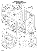 CABINET PARTS Diagram and Parts List for 7MGGW9868KL1  Whirlpool Dryer