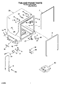 TUB AND FRAME PARTS Diagram and Parts List for KUDL01ILBS5  KitchenAid Dishwasher