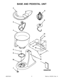 BASE AND PEDESTAL UNIT Diagram and Parts List for KSM150PSCG0  KitchenAid Mixer