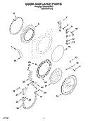 DOOR AND LATCH PARTS Diagram and Parts List for GHW9160PW0  Whirlpool Washer
