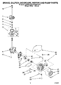 BRAKE, CLUTCH, GEARCASE, MOTOR AND PUMP PARTS Diagram and Parts List for 4PLBR8543JT2  Whirlpool Washer