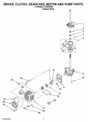 BRAKE, CLUTCH, GEARCASE, MOTOR AND PUMP PARTS Diagram and Parts List for LTE5243DQ8  Whirlpool Washer Dryer Combo