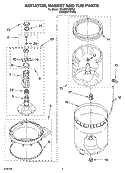 AGITATOR, BASKET AND TUB PARTS Diagram and Parts List for 1CLSR7300PQ0  Whirlpool Washer
