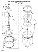 AGITATOR, BASKET AND TUB PARTS Diagram and Parts List for RAS8244LQ1  Roper Washer