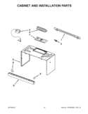 CABINET AND INSTALLATION PARTS Diagram and Parts List for KHMS2040WBL2  KitchenAid Microwave