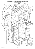 CONTROLS AND REAR PANEL PARTS Diagram and Parts List for 3RGSC9400SL0  Whirlpool Washer