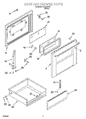 DOOR AND DRAWER PARTS Diagram and Parts List for WGE30302  Whirlpool Range