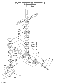 PUMP AND SPRAYARM Diagram and Parts List for RUD1000KB1  Roper Dishwasher