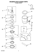 HOUSING AND FLANGE PARTS Diagram and Parts List for KCDS075T0  KitchenAid Food Waste Disposer
