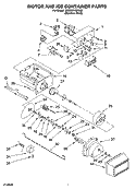 MOTOR AND ICE CONTAINER PARTS Diagram and Parts List for 3XES0FHGKS03  Whirlpool Refrigerator