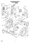 BULKHEAD PARTS Diagram and Parts List for LGB6400LW1  Whirlpool Dryer