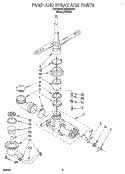 PUMP AND SPRAY ARM Diagram and Parts List for WU5755B0  Roper Dishwasher