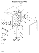 TUB ASSEMBLY Diagram and Parts List for DP940PWKQ1  Whirlpool Dishwasher