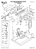 TOP AND CONSOLE PARTS Diagram and Parts List for GGW9878LW1  Whirlpool Dryer