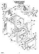 CABINET PARTS Diagram and Parts List for 3XLER5435HQ2  Whirlpool Dryer