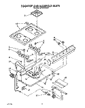 COOKTOP AND MANIFOLD Diagram and Parts List for SF304BSWW0  Whirlpool Range