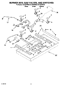 BURNER BOX, GAS VALVES, AND SWITCHES, OPTIONAL PARTS Diagram and Parts List for GLT3657RB00  Whirlpool Cooktop