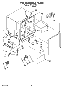 TUB ASSEMBLY PARTS Diagram and Parts List for 7DP840SWSX0  Whirlpool Dishwasher