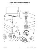 PUMP AND SPRAYARM PARTS Diagram and Parts List for WDF518SAAW0  Whirlpool Dishwasher