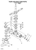 PUMP AND SPRAY ARM PARTS Diagram and Parts List for RUD4000MU2  Roper Dishwasher