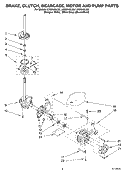 BRAKE, CLUTCH, GEARCASE, MOTOR & PUMP Diagram and Parts List for LSQ9549LW0  Whirlpool Washer