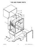 TUB AND FRAME PARTS Diagram and Parts List for 7WDT770PAYM4  Whirlpool Dishwasher