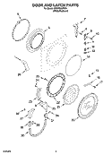 DOOR AND LATCH PARTS Diagram and Parts List for GHW9300PW0  Whirlpool Washer