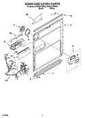 DOOR AND LATCH PARTS Diagram and Parts List for KUDC01TMBL6  KitchenAid Dishwasher