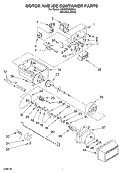 MOTOR AND ICE CONTAINER Diagram and Parts List for 3XES0FHGKS01  Whirlpool Refrigerator