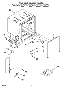 TUB AND FRAME PARTS Diagram and Parts List for DU1100XTPB7  Whirlpool Dishwasher
