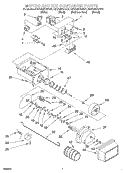 MOTOR AND ICE CONTAINER Diagram and Parts List for KSRB25FHBL01  KitchenAid Refrigerator