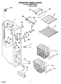 FREEZER LINER PARTS Diagram and Parts List for GD5PHAXMS00  Whirlpool Refrigerator