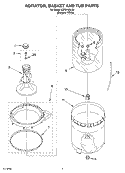 AGITATOR, BASKET AND TUB Diagram and Parts List for LSR5100LQ0  Whirlpool Washer
