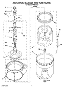AGITATOR, BASKET AND TUB PARTS Diagram and Parts List for ETW4300SQ1  Estate Washer