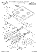 COOKTOP & MANIFOLD, LITERATURE Diagram and Parts List for SF3010EEW2  Whirlpool Range