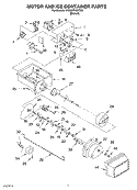 MOTOR AND ICE CONTAINER Diagram and Parts List for 4YED5FHQKT00  Whirlpool Refrigerator
