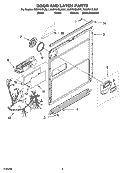 DOOR AND LATCH PARTS Diagram and Parts List for KUDP01DLBL7  KitchenAid Dishwasher