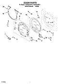 DOOR PARTS, OPTIONAL PARTS (NOT INCLUDED) Diagram and Parts List for YGEW9250PW1  Whirlpool Dryer